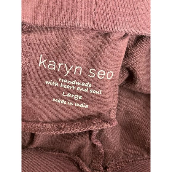 Karyn Seo Lounge Pants Womens Large Maroon Floral Embroidered FLAWED - Picture 9 of 11